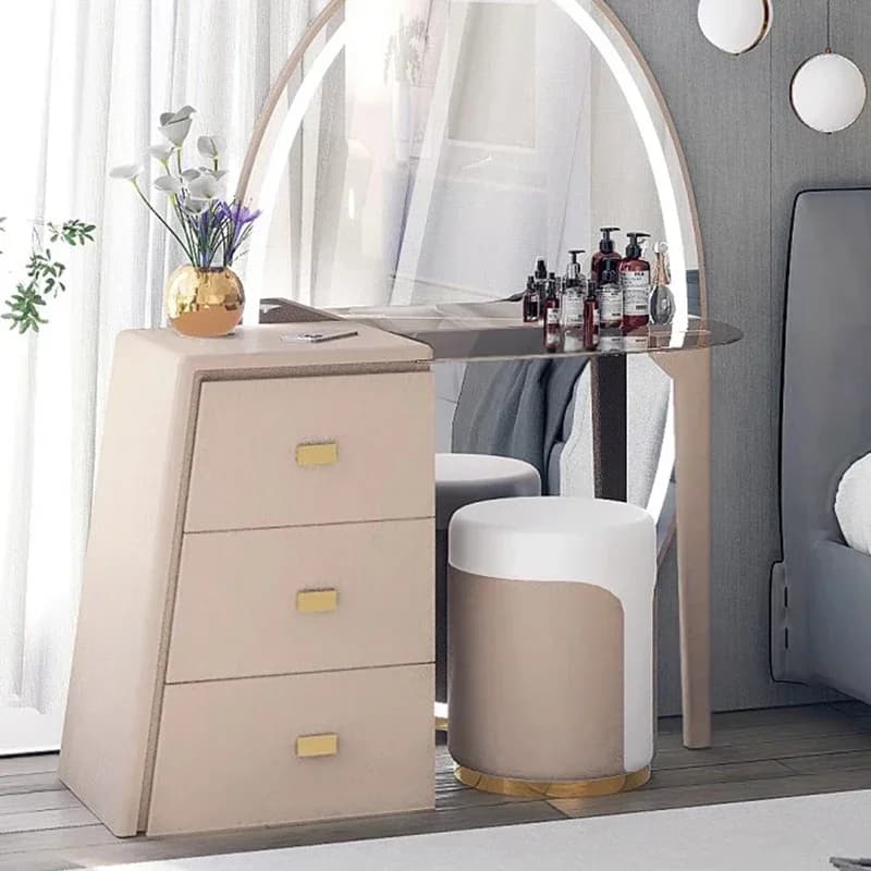 Table de toilette de luxe moderne européenne avec rangement pour bijoux, grand meuble de beauté, penteadeira, mobilier de maison
