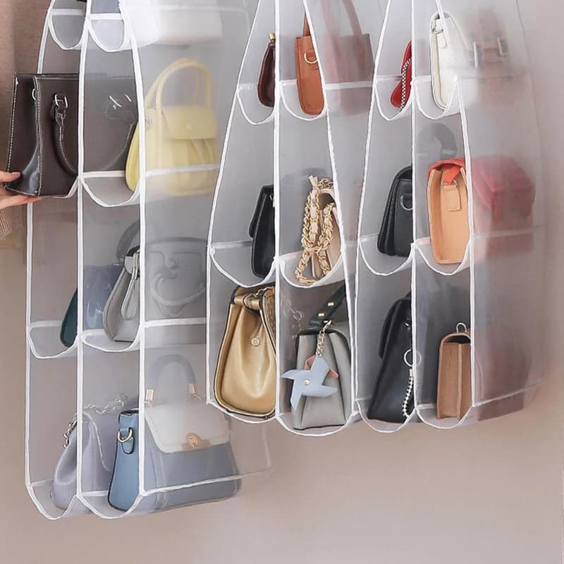 Sac de rangement transparent pour armoire, sac à main, Cisco, porte, mur, clair, divers, sac à chaussures, cintre, poudres, accessoires, articles