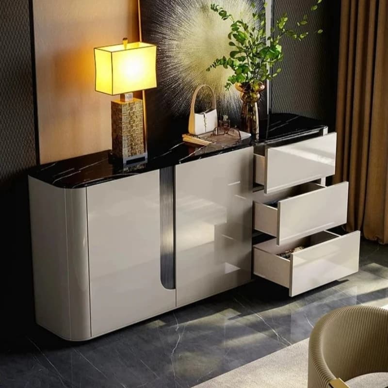 Organisateur de placard de luxe moderne, rangement minimaliste, armoire italienne, meubles de rangement polyvalents pour salon