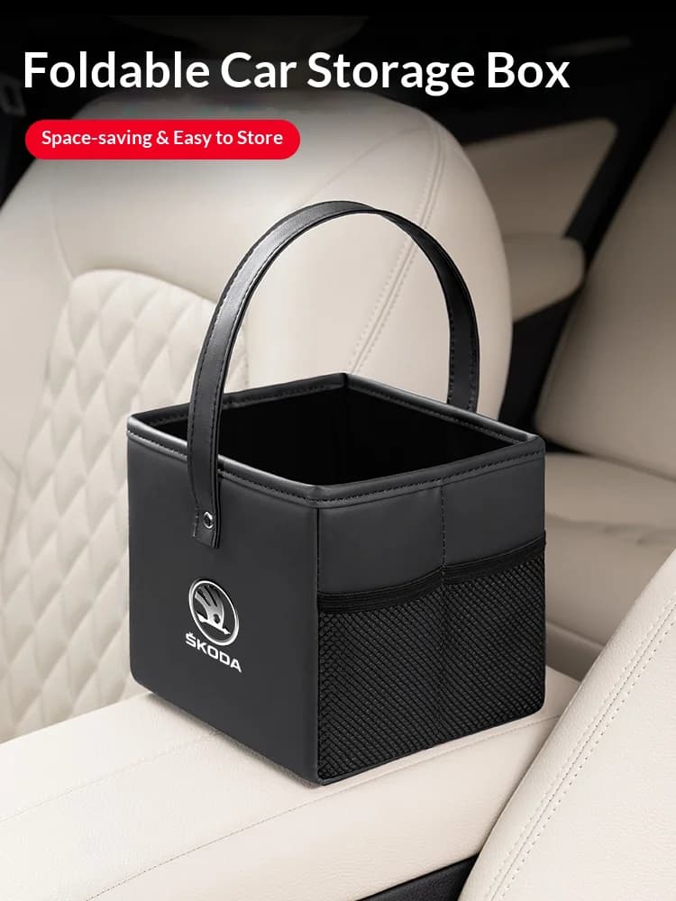 Sac de rangement intérieur pliable en cuir pour voiture, sac de rangement pour coffre de voiture, pour Skoda VRS Superb Scala Octavia Kodiaq KAROQ Kamiq Fabia Rapid YETI