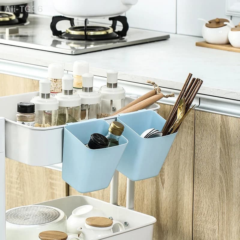 Organisateurs muraux de bureau avec porte-gobelets suspendus, accessoires de chariot roulant, porte-stylos et seaux de rangement pour gagner de l'espace sur le bureau