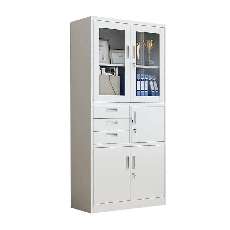 Armoire de rangement en acier, classeur à trois portes, avec serrure à clé