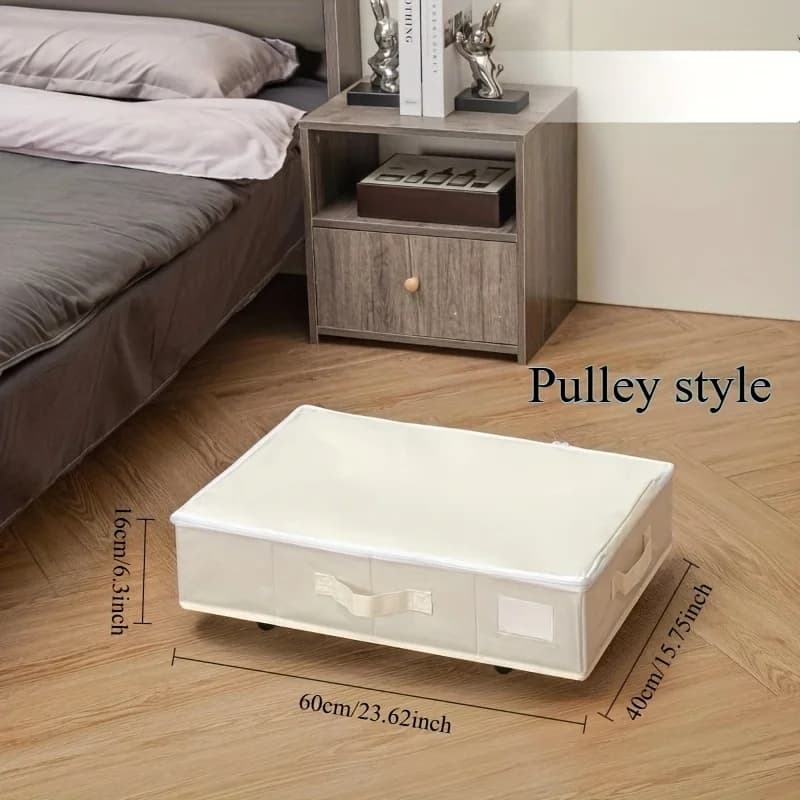 ​ ​ Bac de rangement pliable sous le lit 50L -360 °   Roues détachables pour vêtements saisonniers, organisateur de garde-robe toutes saisons avec accès facile