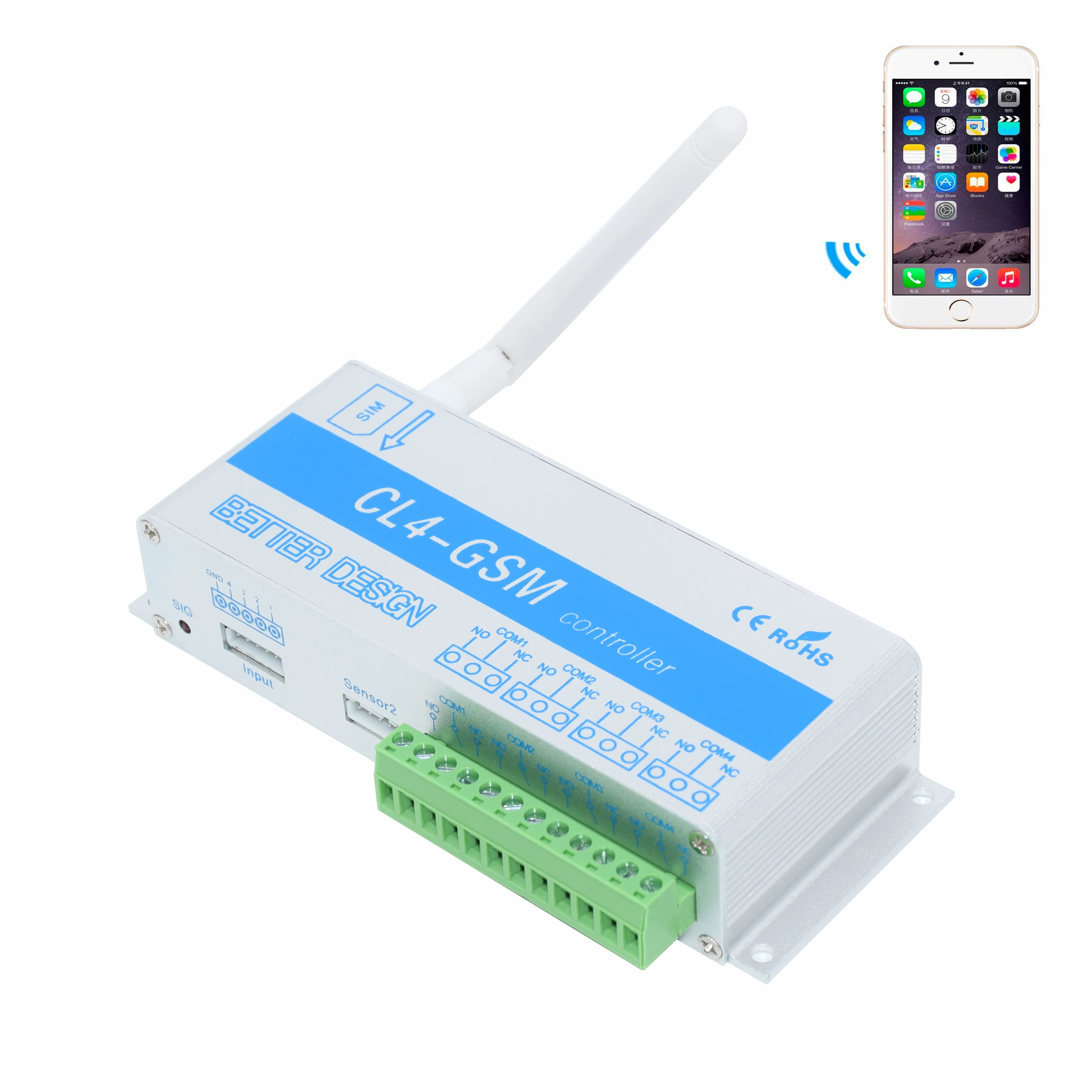 Commutateur GSM SMS APP télécommande CL4-GSM 4 relais sortie porte de Garage idéal pour contrôler les appareils électriques domestiques