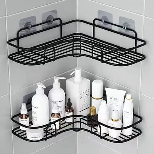 Étagères de rangement d'angle de salle de bains, support mural pour shampoing, panier de vidange de douche en fer, organisateur sans poinçon, accessoires de bain