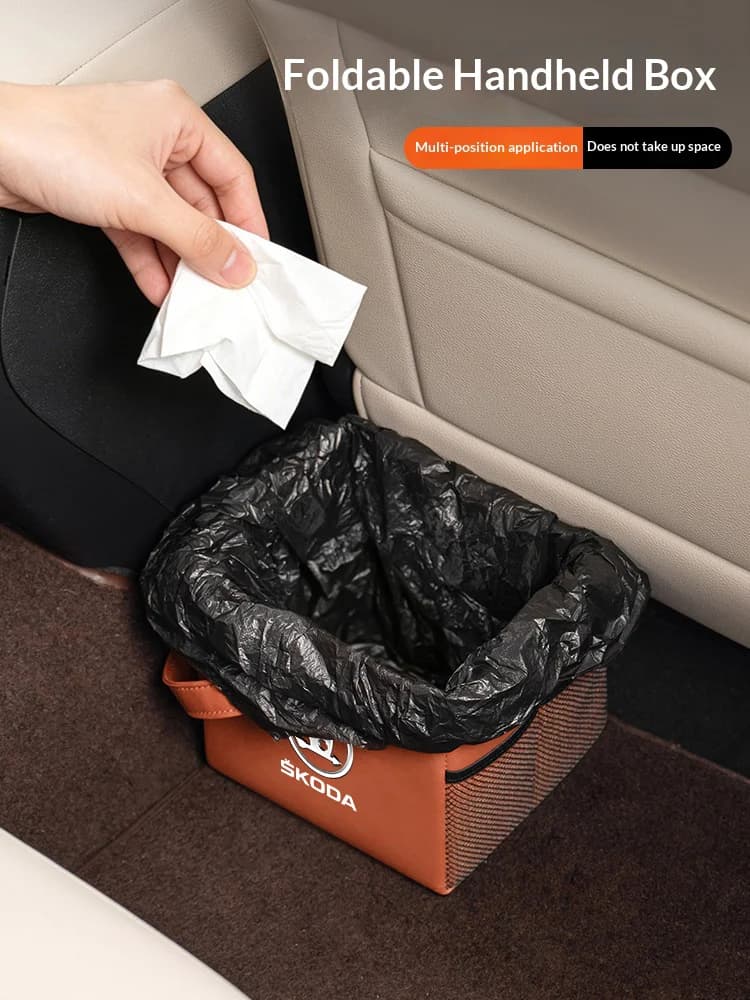 Sac de rangement intérieur pliable en cuir pour voiture, sac de rangement pour coffre de voiture, pour Skoda VRS Superb Scala Octavia Kodiaq KAROQ Kamiq Fabia Rapid YETI