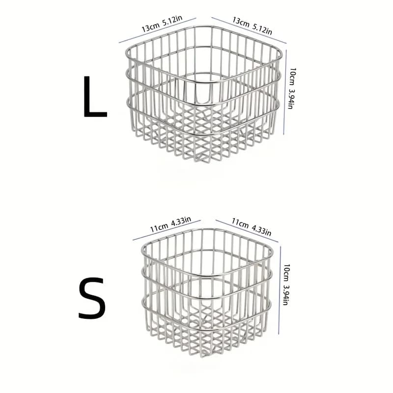 Panier de rangement en acier inoxydable, organisateur polyvalent pour salle de bain, cuisine, bureau, organisateurs et rangement de salle de bain, paniers à étagères