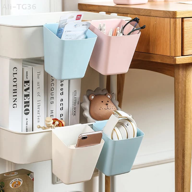 Organisateurs muraux de bureau avec porte-gobelets suspendus, accessoires de chariot roulant, porte-stylos et seaux de rangement pour gagner de l'espace sur le bureau