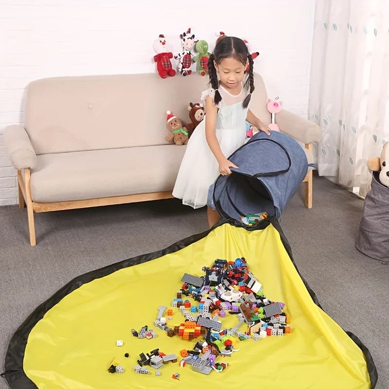 Sac de rangement pour jouets, blocs de construction Lego, sac de rangement pour poupées pour enfants, grand sac détachable à rangement rapide, tapis de jeu, seau de rangement