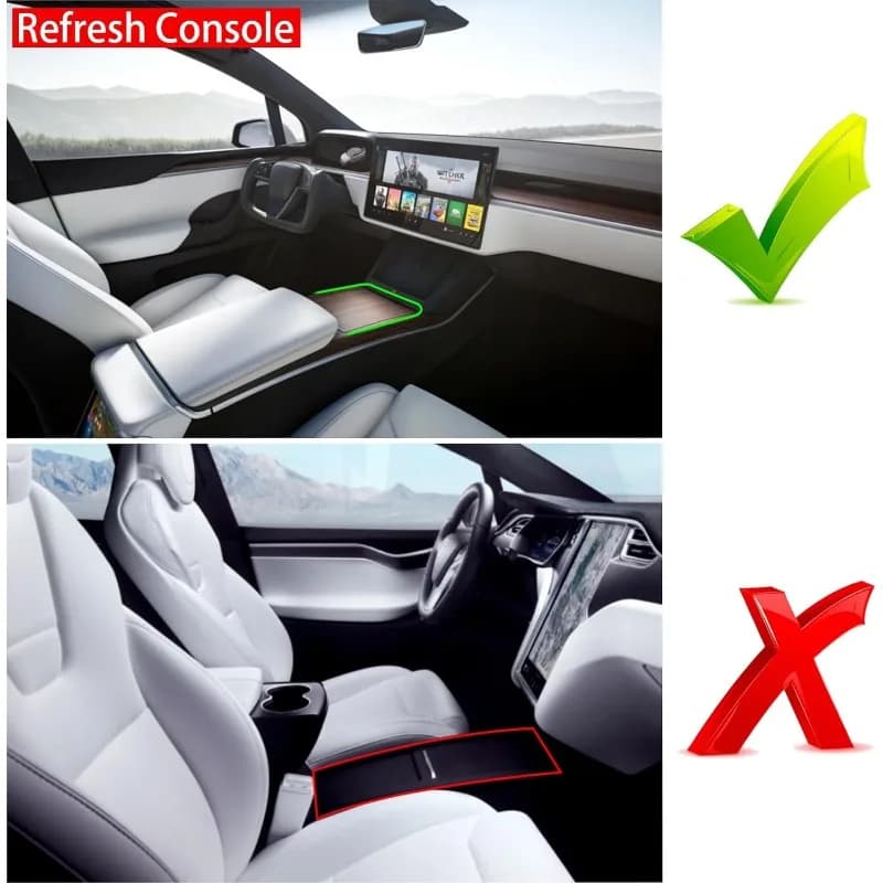 Compatible avec l'organisateur de console Tesla Model X/Model S 2021-2024, stockage de console centrale rafraîchissant pour modèle S/X Plaid/longue portée