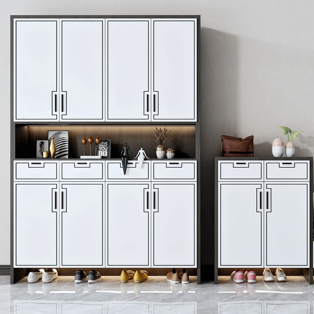 Meuble à chaussures en bois, grande capacité, armoire de rangement en bois, unité d'organisation personnalisable de luxe en MDF, contreplaqué et panneaux de particules pour la maison