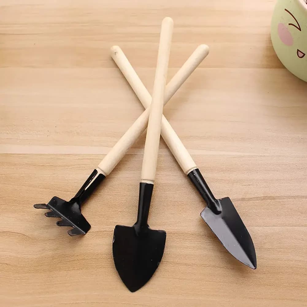 Outils de jardinage, ensemble de trois pièces, Mini outils de jardin, pelle multifonction, pelle de herse, plante domestique, pelle de sol en pin