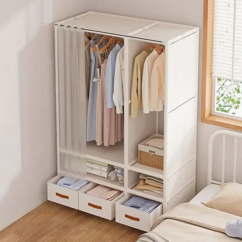 Armoire pliable de grande capacité pour dortoir et chambre à coucher, armoire à assemblage facile, étagère de rangement anti-poussière, Cisco durable