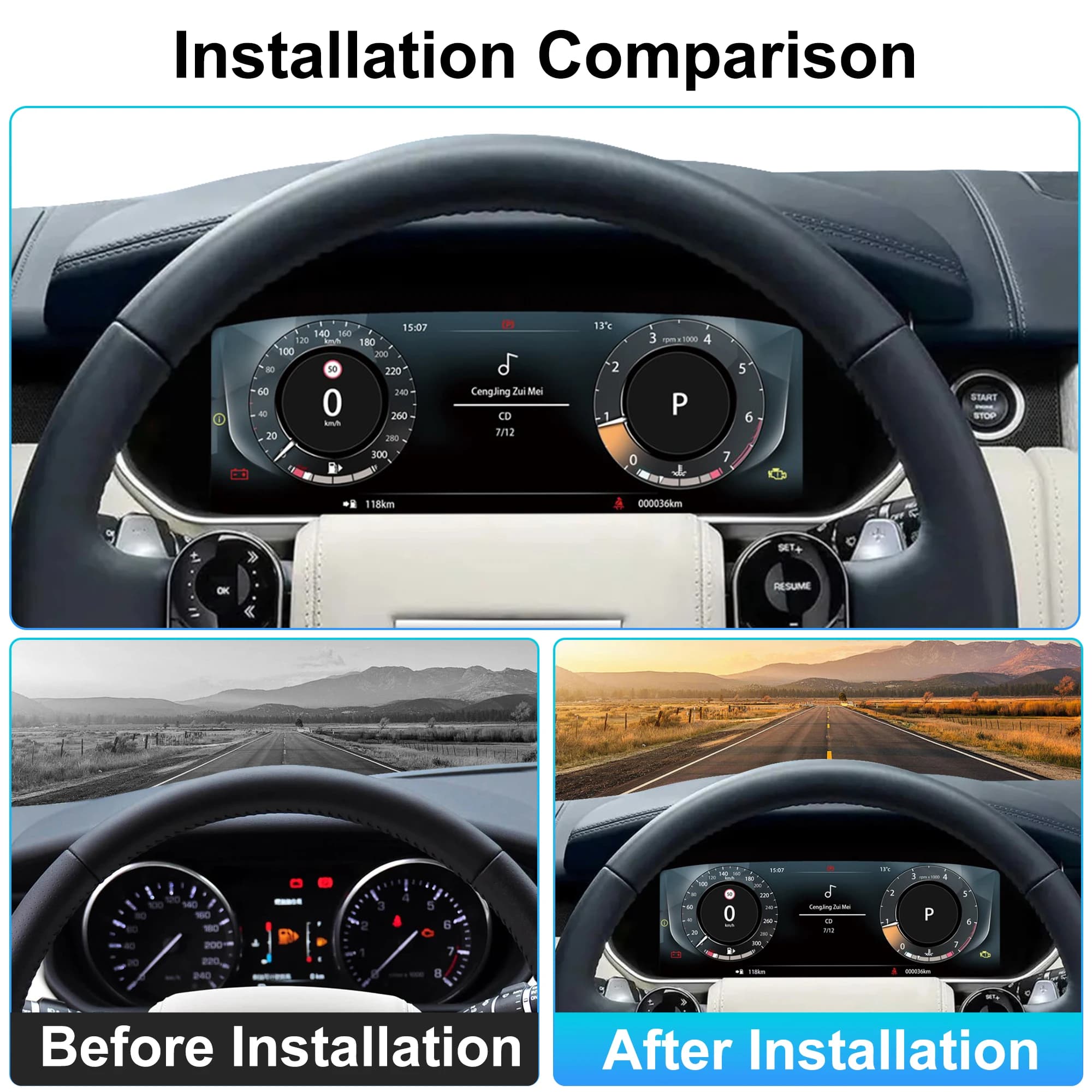 Tableau de bord numérique de 12,3 pouces pour Range Rover Sport (2014-2017) Executive (2013-2016) Compteur de vitesse iOS CarPlay