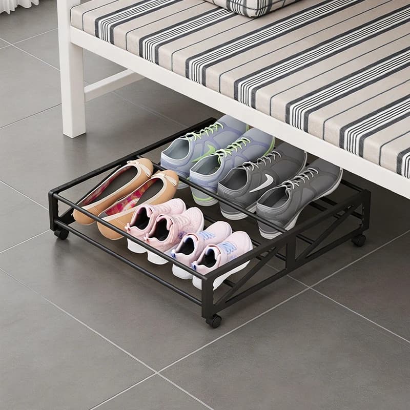 Boîte à chaussures multifonctionnelle avec roulettes, boîte à chaussures rectangulaire/support de rangement pour chaussures, idéale pour le rangement sous le lit, sous le bureau, sous le canapé, sous 