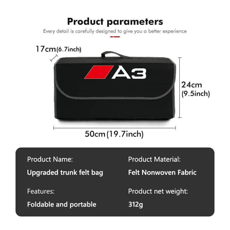 Boîte de rangement pour coffre de voiture, organisateur de voyage portable, sac pliable pour Audi S RS ABT A1 A2 A3 A4 A5 A6 A7 A8