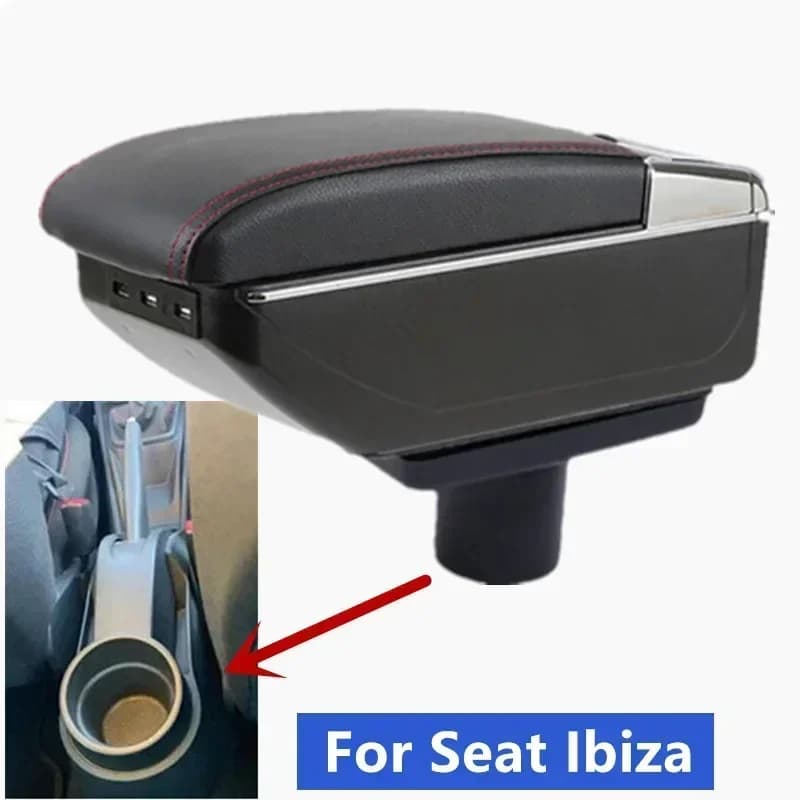 Accoudoir de voiture pour Seat Ibiza, boîte de rangement centrale, rénovation intérieure avec USB, accessoires de voiture, pour Seat Ibiza 6j Ibiza 6L