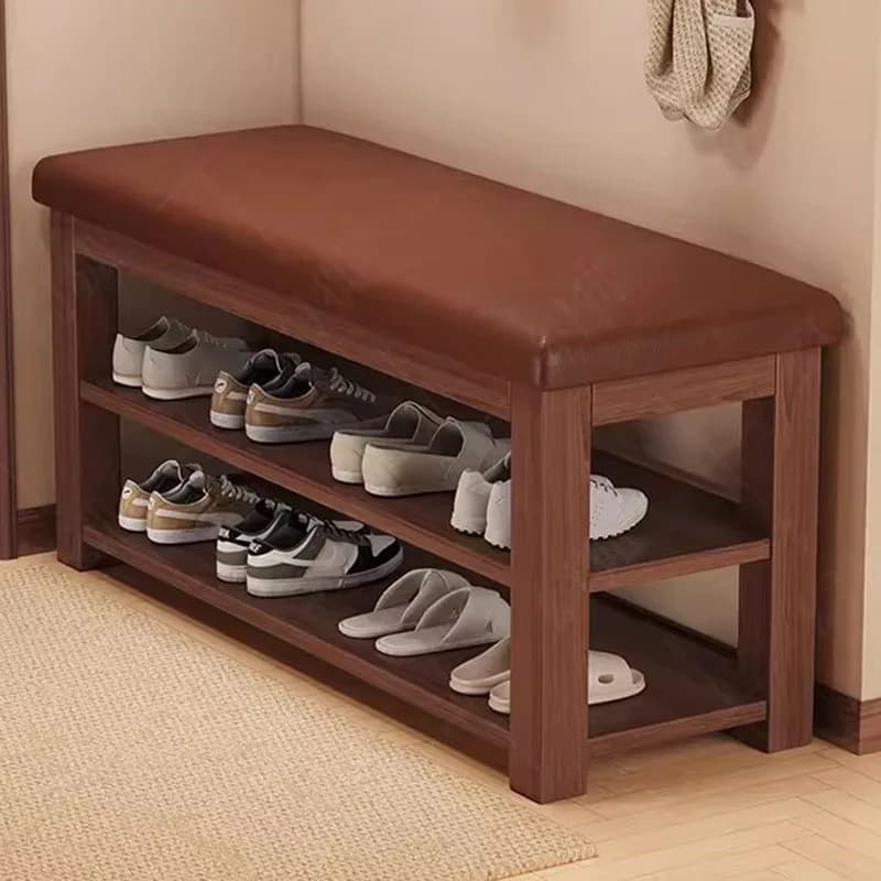 Organisateur de banc, meuble de rangement pour chaussures, étagère à chaussures mobile de luxe en bois pour salon, mobilier d'hôtel