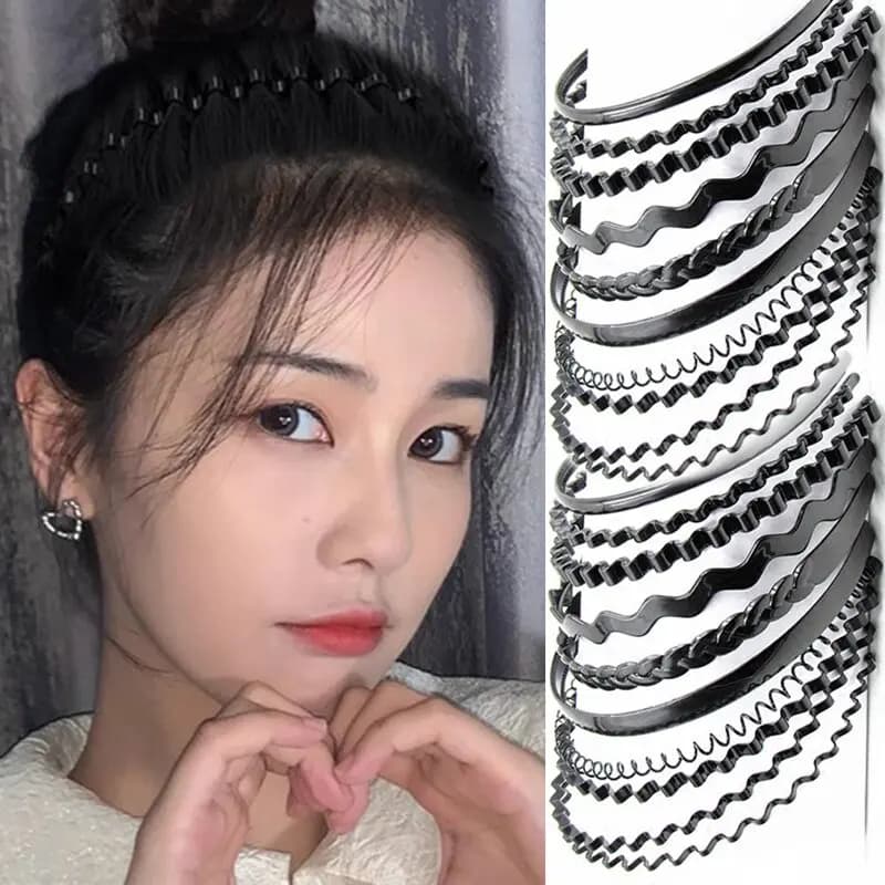 7 Styles de mode bandeau de cheveux en métal pour hommes femmes unisexe noir ondulé cheveux tête cerceau bande sport bandeau bandeau accessoires cadeau