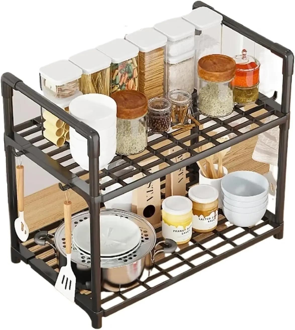 Organisateur d'étagères de rangement, étagère robuste, gain de place, organisateur pour garde-manger, linge, cuisine