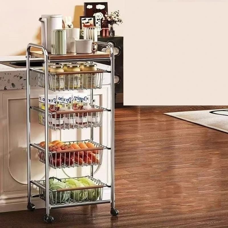 Support de rangement à roulettes pour chariot, support d'organisation roulant multifonctionnel, supports de rangement en métal de cuisine avec roulettes, accessoires pour la maison