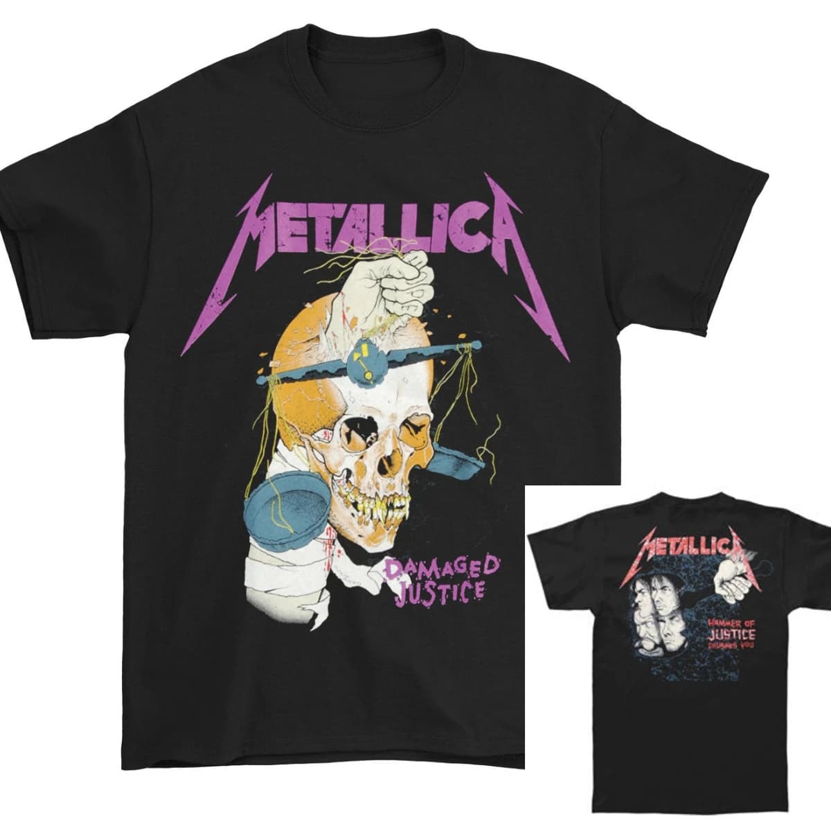 T-shirt en coton avec image de groupe Metallica, Streetwear d'été pour hommes et femmes