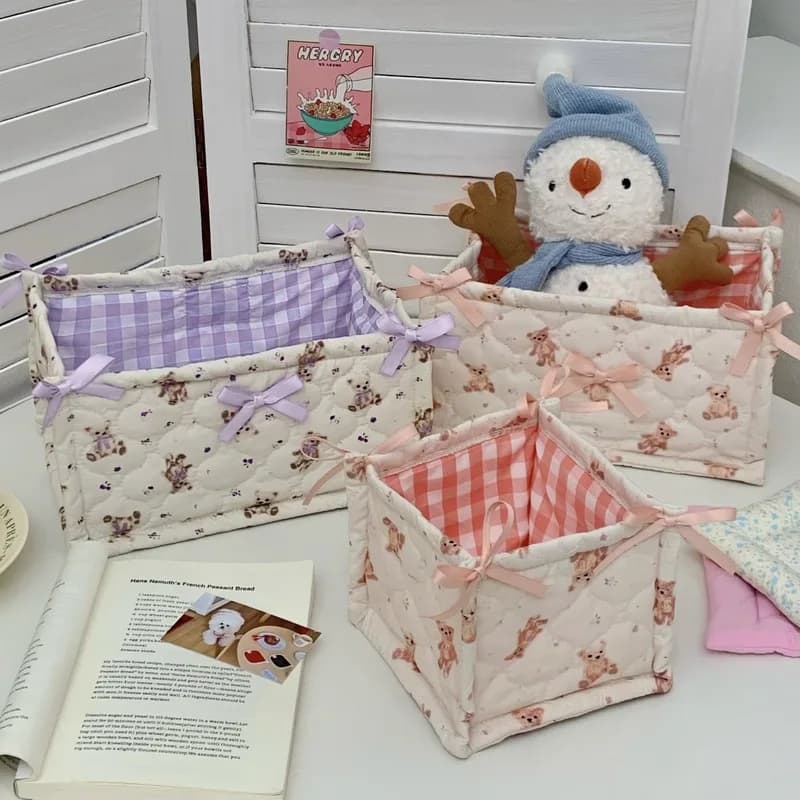 Panier de rangement matelassé, panier de rangement de bon articles de bureau, boîte de rangement pour organiser les cosmétiques, les collations et les articles divers