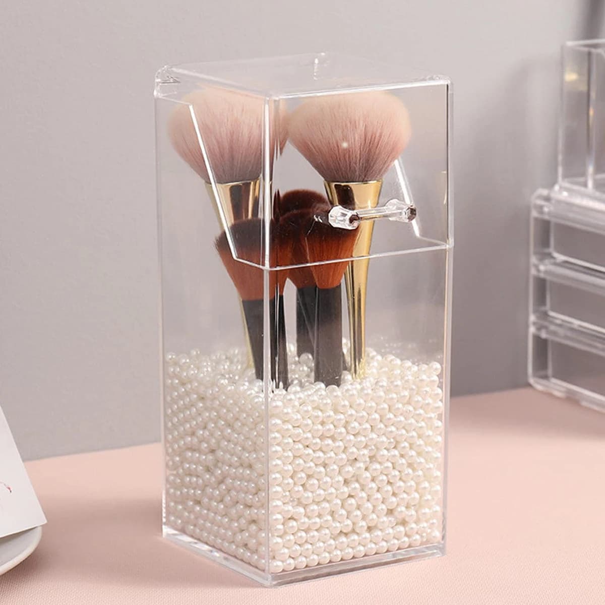 Boîte de rangement pour pinceaux de maquillage, simple et transparente, support de rangement multifonctionnel pour pinceaux de maquillage, simple, durable et pratique