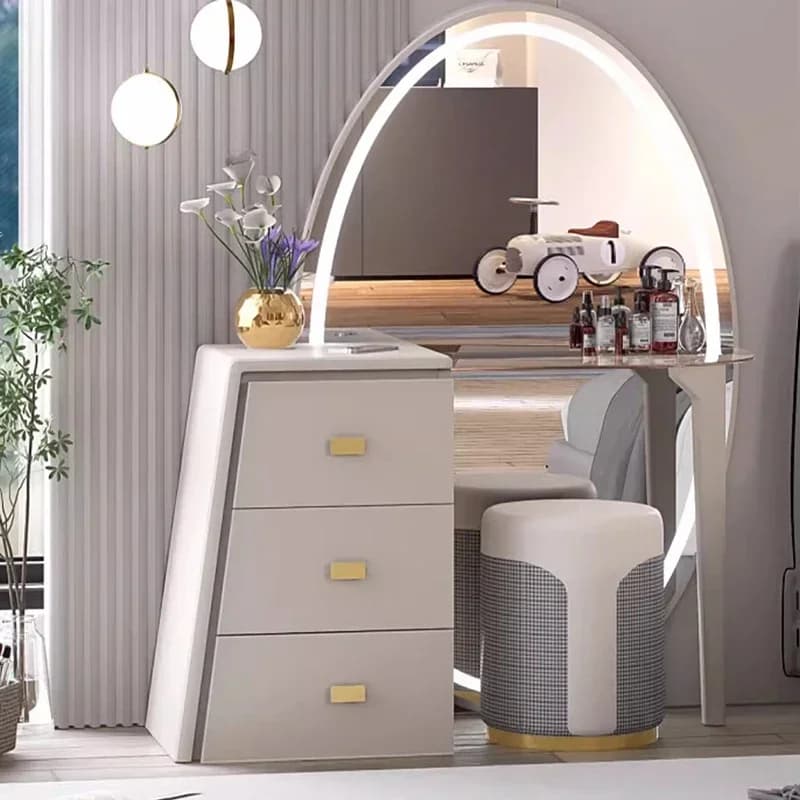 Table de toilette de luxe moderne européenne avec rangement pour bijoux, grand meuble de beauté, penteadeira, mobilier de maison