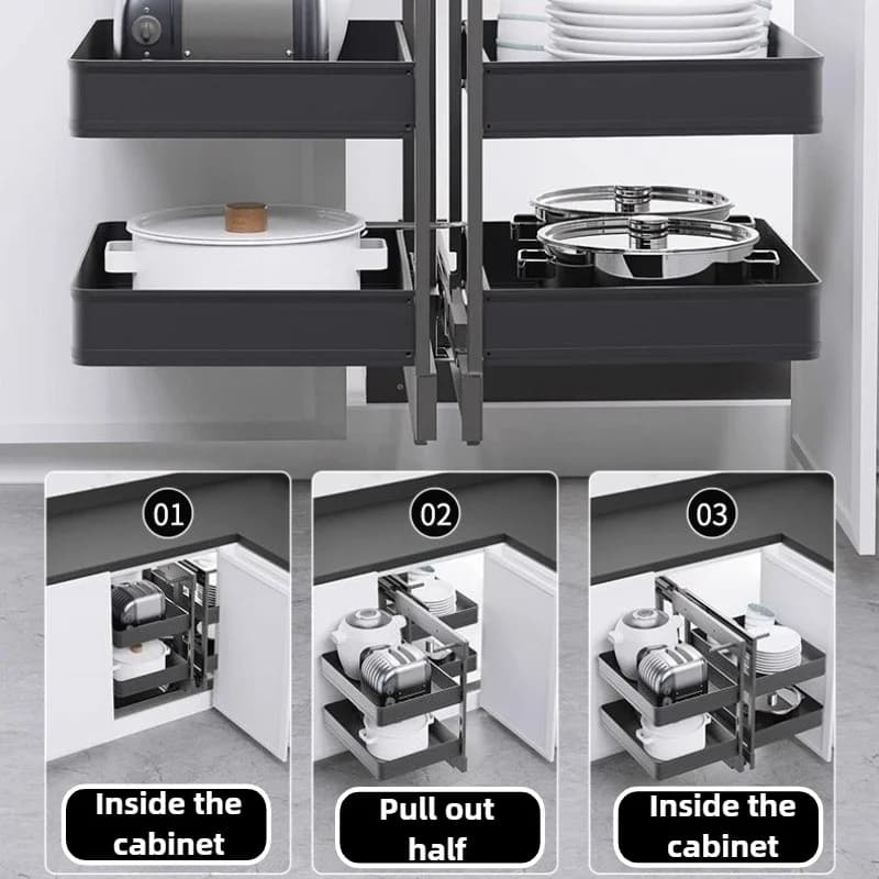 Panier de traction d'angle, supports de rangement réglables, Organization de vaisselle de cuisine, paniers de rangement modernes, accessoires pour la maison