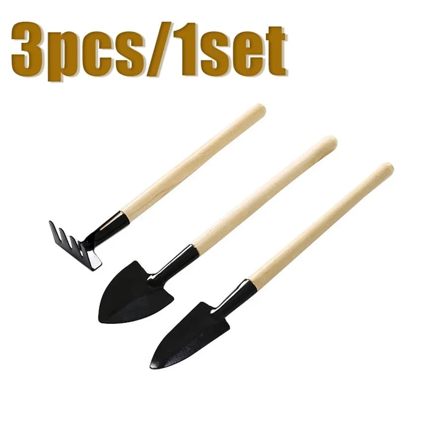 Ensemble d'outils de jardinage miniatures, 3 pièces/1 ensemble, outils de jardinage portables de petite taille avec poignées, pelle, râteau, outils de jardinage d'intérieur, outils de plantation de fl
