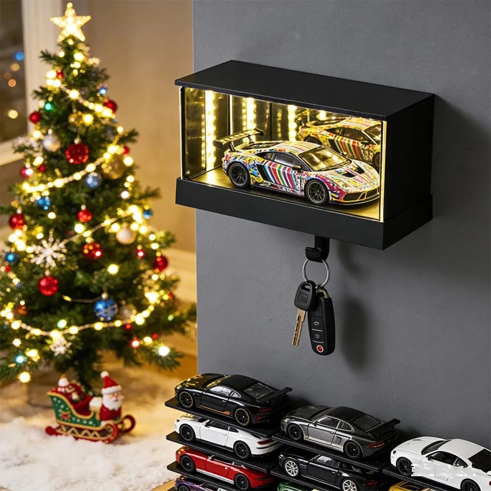 Porte-clés de garage, organisateur mural lumineux pour clés de voiture avec crochet LED Infinity, décoration créative pour la maison