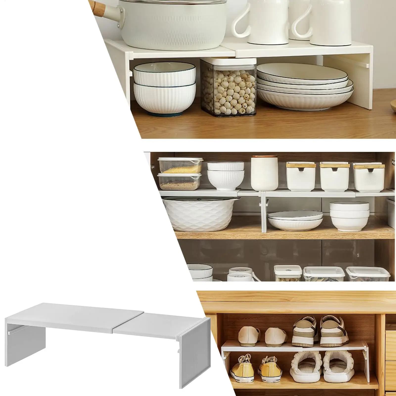 Étagère de rangement extensible pour armoire de cuisine, organisateur de comptoir, organisateur de chaussures, gain de place