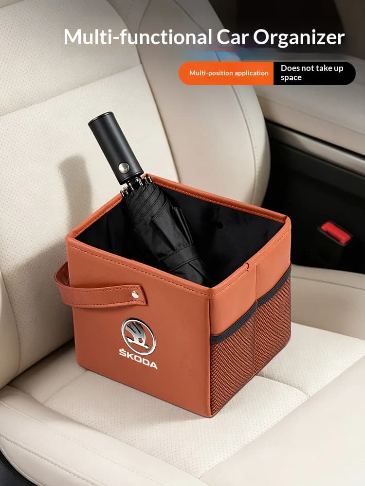Sac de rangement intérieur pliable en cuir pour voiture, sac de rangement pour coffre de voiture, pour Skoda VRS Superb Scala Octavia Kodiaq KAROQ Kamiq Fabia Rapid YETI