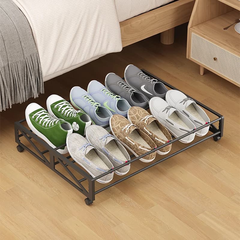 Boîte à chaussures multifonctionnelle avec roulettes, boîte à chaussures rectangulaire/support de rangement pour chaussures, idéale pour le rangement sous le lit, sous le bureau, sous le canapé, sous 