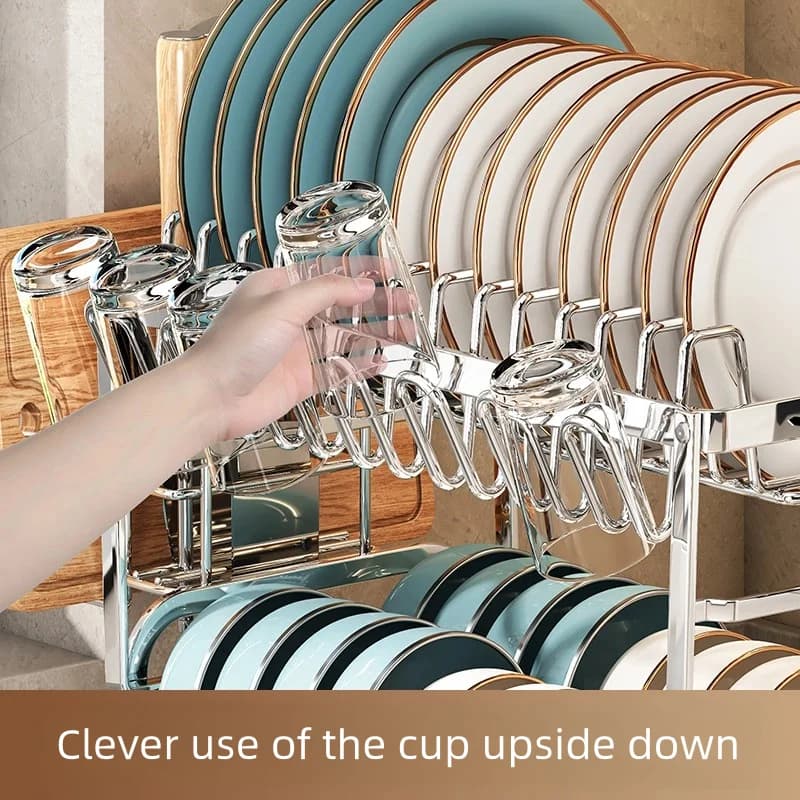 Étagère de rangement de cuisine en acier inoxydable, boîte de rangement pour bols et assiettes, égouttoir, étagère de rangement multifonctionnelle pour la maison