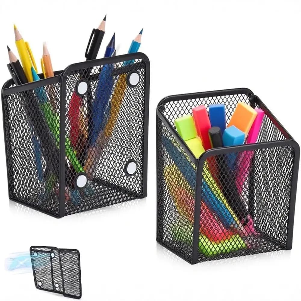 Boîte de rangement magnétique grande capacité, panier de rangement magnétique en maille avec aimants puissants, organisateur de fichiers, conteneur pour pinceaux de maquillage