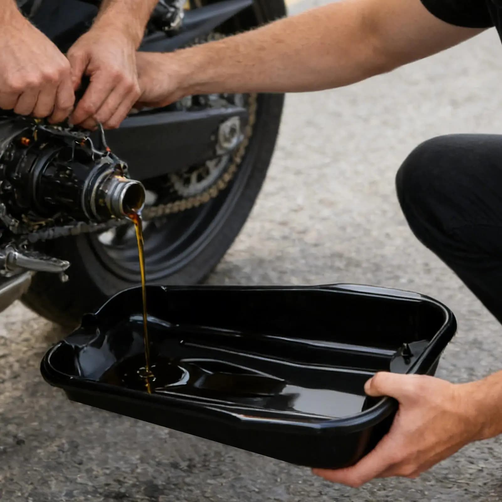 Bac de récupération d'huile à large ouverture pour réparation automobile, bac de vidange d'huile pour moto, seau de collecte pour garage et véhicules