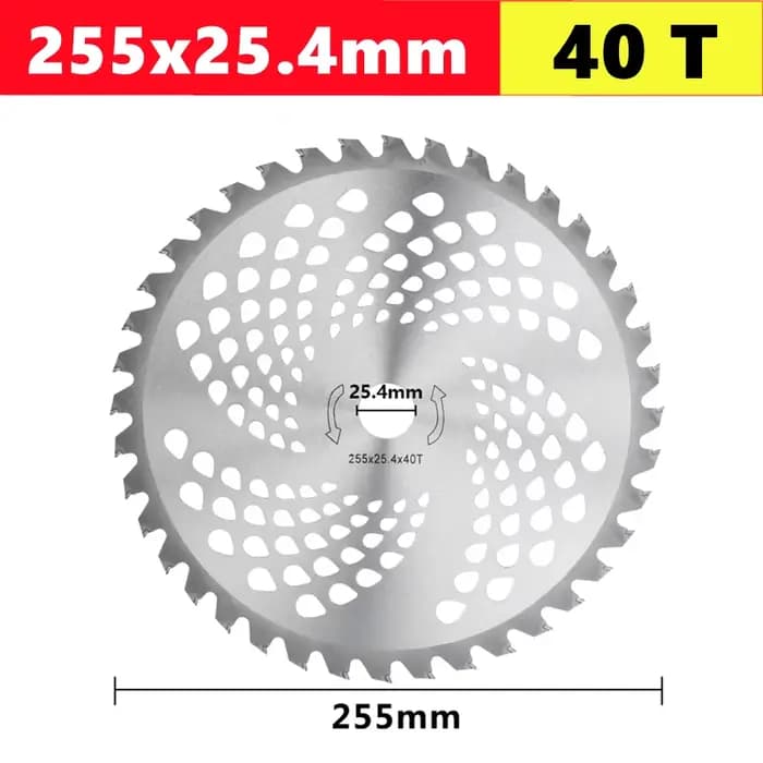 Lame de Tondeuse à Gazon HSS de 255mm (10 Pouces), Ouverture de 25.4mm, 40/60/80 Dents, Accessoires