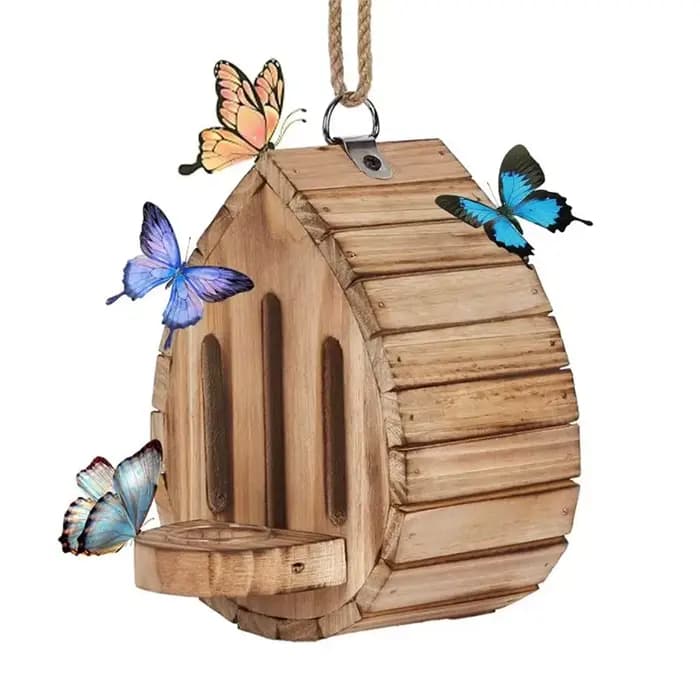 ABGH - Niche suspendue en bois pour papillons, habitat naturel DIY avec mangeoire pour papillons de