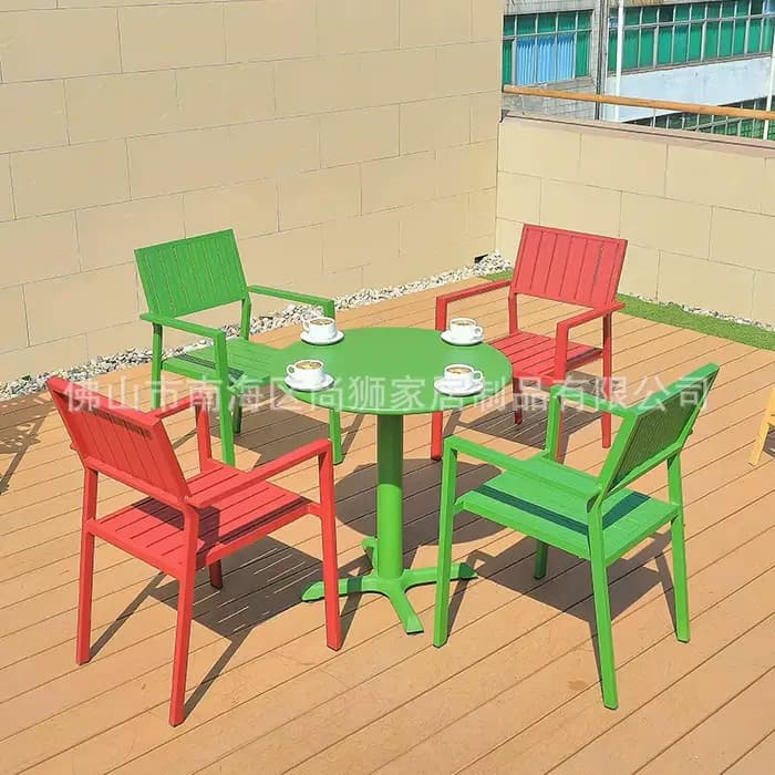 Tables et chaises de patio extérieur balcon café en plein air coloré tout en aluminium loisirs table