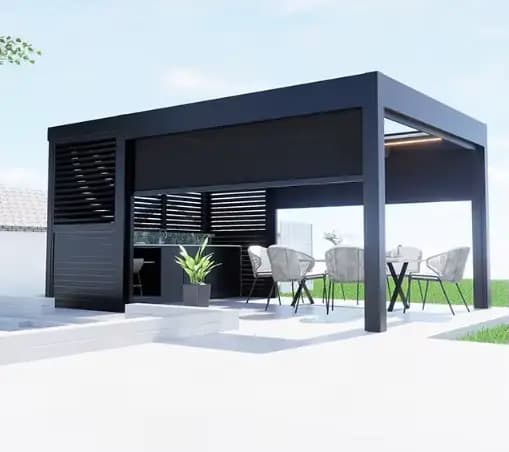 Pergola en aluminium de luxe à lames orientables, terrasse extérieure, gazebo, pare-soleil électriqu