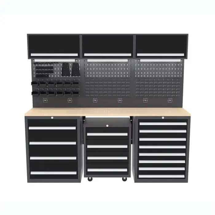 Banc de travail complet pour garage avec armoire à outils et tiroirs, personnalisable, support OEM e