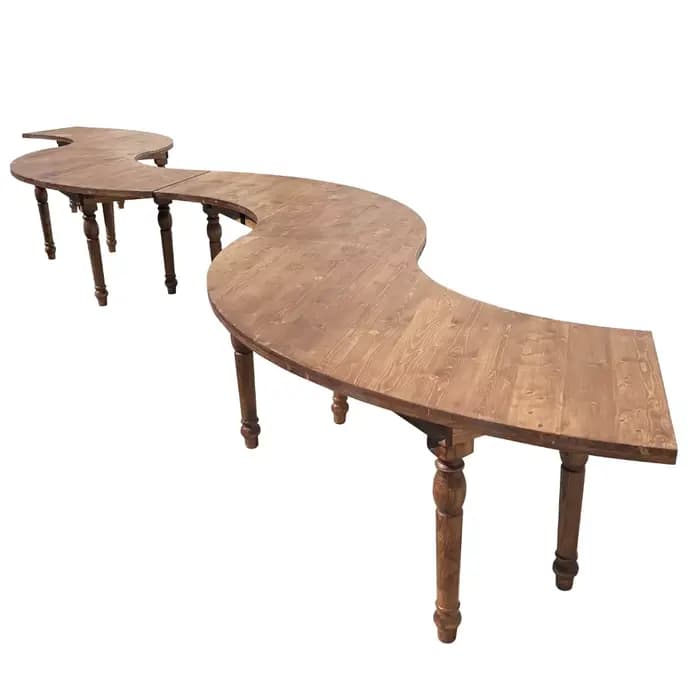 Table d'extérieur en bois incurvée de jardin rustique moderne avec sièges pour meubles d'hôtel pour