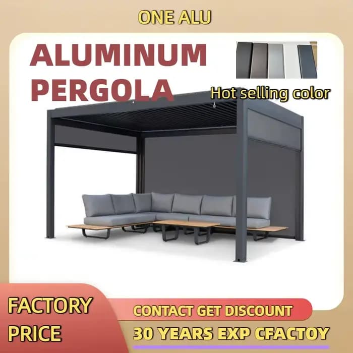 3X4 pavillon Gazebo Pergola volet roulant et lumière LED étanche extérieur Pergola jardin Gazebo alu