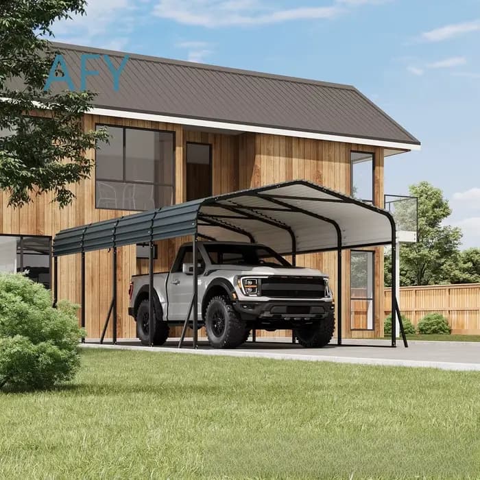 Garage métallique robuste en acier galvanisé avec toit renforcé, base renforcée, pour ombrage extéri