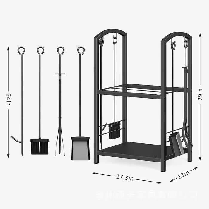 Support de stockage de bois de chauffage en fer forgé noir, support de bûches en fer robuste, ensemb