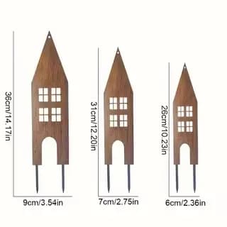 Ensemble de 3 inserts de jardin en métal de style rustique, décoration extérieure résistante aux int