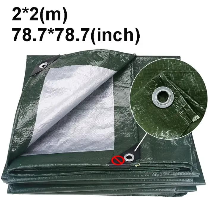 Bâche imperméable robuste verte et argentée, protection anti-UV, couverture polyvalente pour extérie