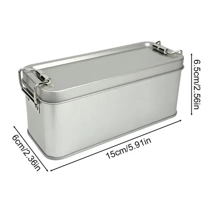 Boîte en métal avec couvercle, conteneur de rangement rectangulaire vide, organisateur multi-usages